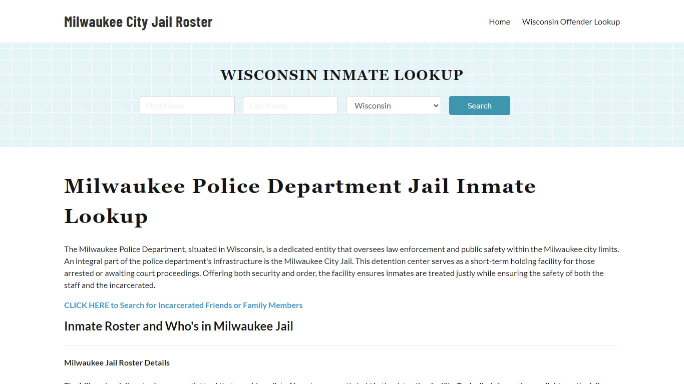 Milwaukee Police Department & City Jail, WI Inmate Roster, Arrests ...